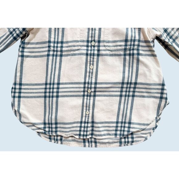 MADEWELL Oversized Flannel Full Button Cream Grey Shirt Size Small - Picture 5 of 8